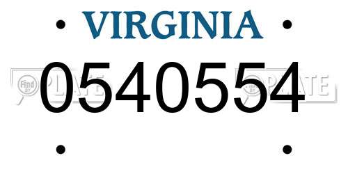 0540554 Virginia License Plate