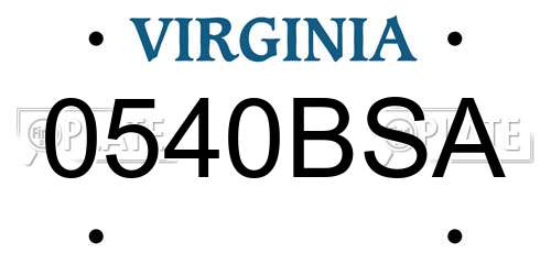 0540BSA Virginia License Plate