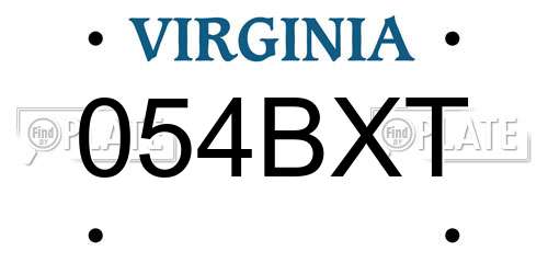 054BXT Virginia License Plate