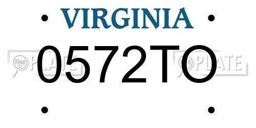 0572TO Virginia License Plate