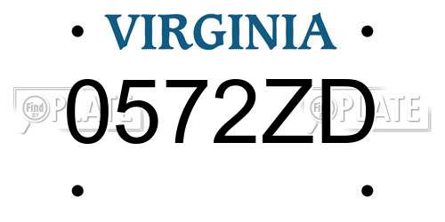 0572ZD Virginia License Plate