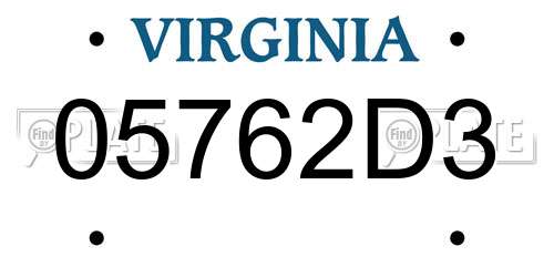 05762D3 Virginia License Plate