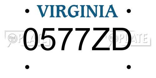 0577ZD Virginia License Plate