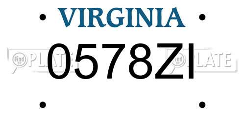 0578ZI Virginia License Plate