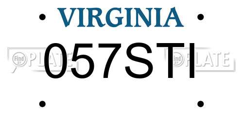 057STI Virginia License Plate