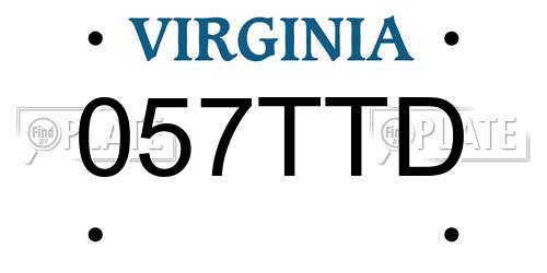 057TTD Virginia License Plate