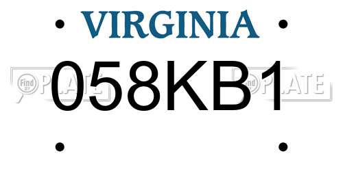 058KB1 Virginia License Plate