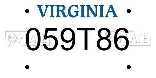 059T86 Virginia License Plate