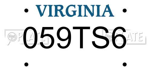 059TS6 Virginia License Plate