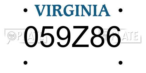 059Z86 Virginia License Plate