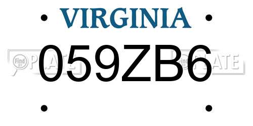 059ZB6 Virginia License Plate