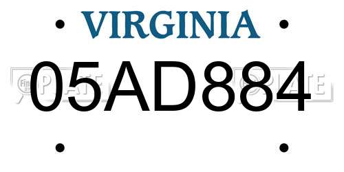 05AD884 Virginia License Plate