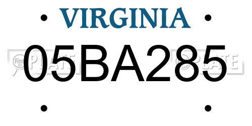 05BA285 Virginia License Plate