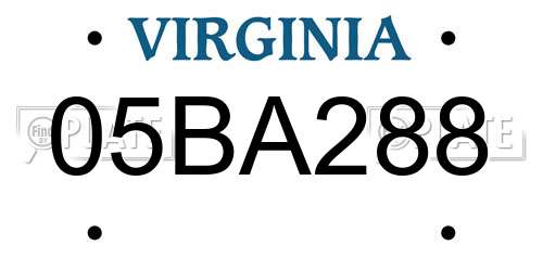 05BA288 Virginia License Plate