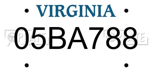 05BA788 Virginia License Plate