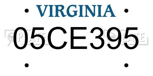 05CE395 Virginia License Plate