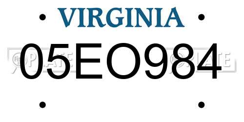 05EO984 Virginia License Plate