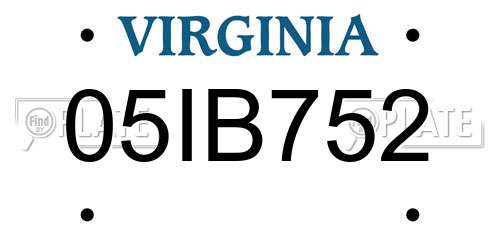 05IB752 Virginia License Plate