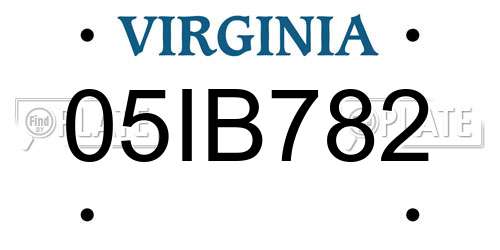 05IB782 Virginia License Plate