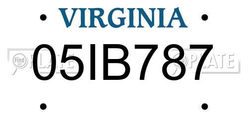 05IB787 Virginia License Plate