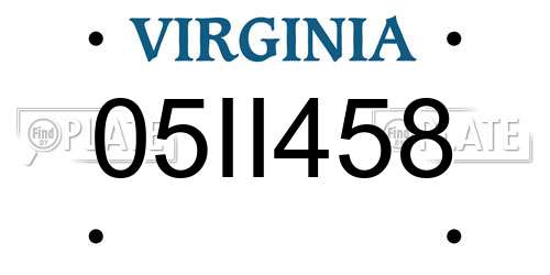 05II458 Virginia License Plate