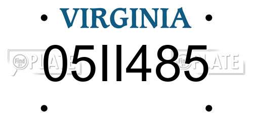 05II485 Virginia License Plate