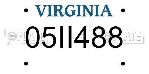 05II488 Virginia License Plate