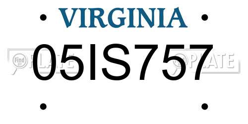 05IS757 Virginia License Plate