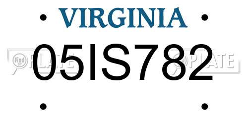 05IS782 Virginia License Plate