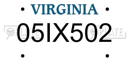 05IX502 Virginia License Plate
