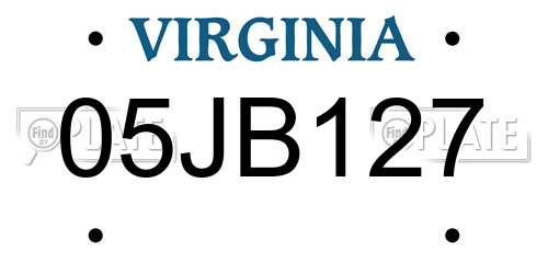 05JB127 Virginia License Plate
