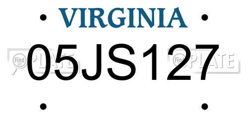 05JS127 Virginia License Plate