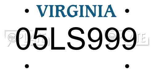 05LS999 Virginia License Plate