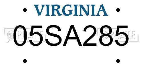 05SA285 Virginia License Plate