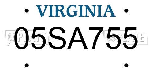 05SA755 Virginia License Plate