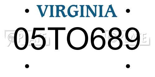 05TO689 Virginia License Plate
