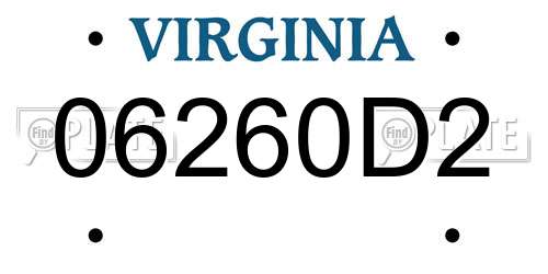 06260D2 Virginia License Plate
