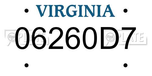 06260D7 Virginia License Plate