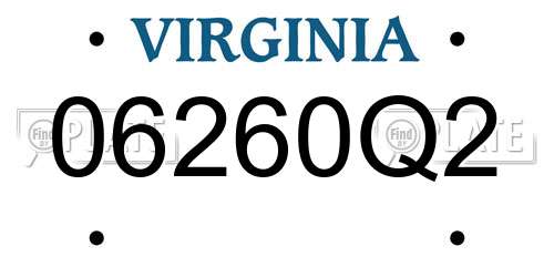 06260Q2 Virginia License Plate