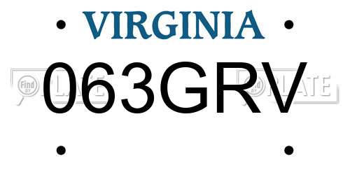 063GRV Virginia License Plate