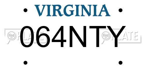064NTY Virginia License Plate