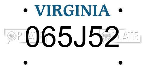 065J52 Virginia License Plate
