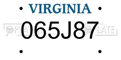 065J87 Virginia License Plate
