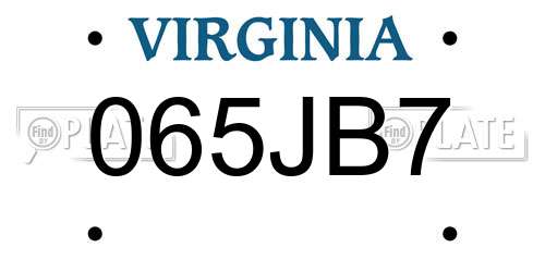 065JB7 Virginia License Plate