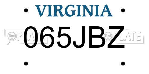 065JBZ Virginia License Plate