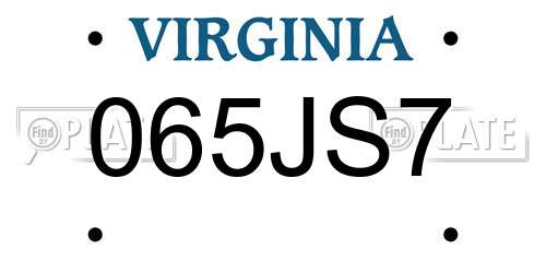 065JS7 Virginia License Plate