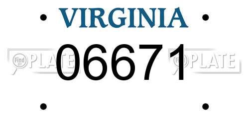 06671 Virginia License Plate
