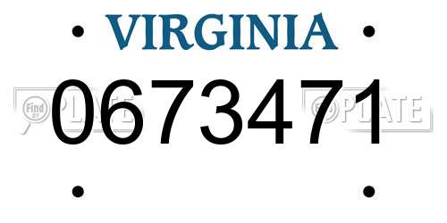 0673471 Virginia License Plate