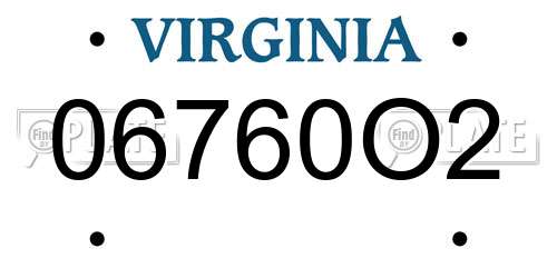 06760O2 Virginia License Plate