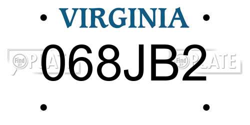 068JB2 Virginia License Plate